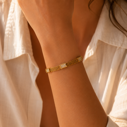 Bracelet multicouche en acier inoxydable 316L avec plaques de zircon