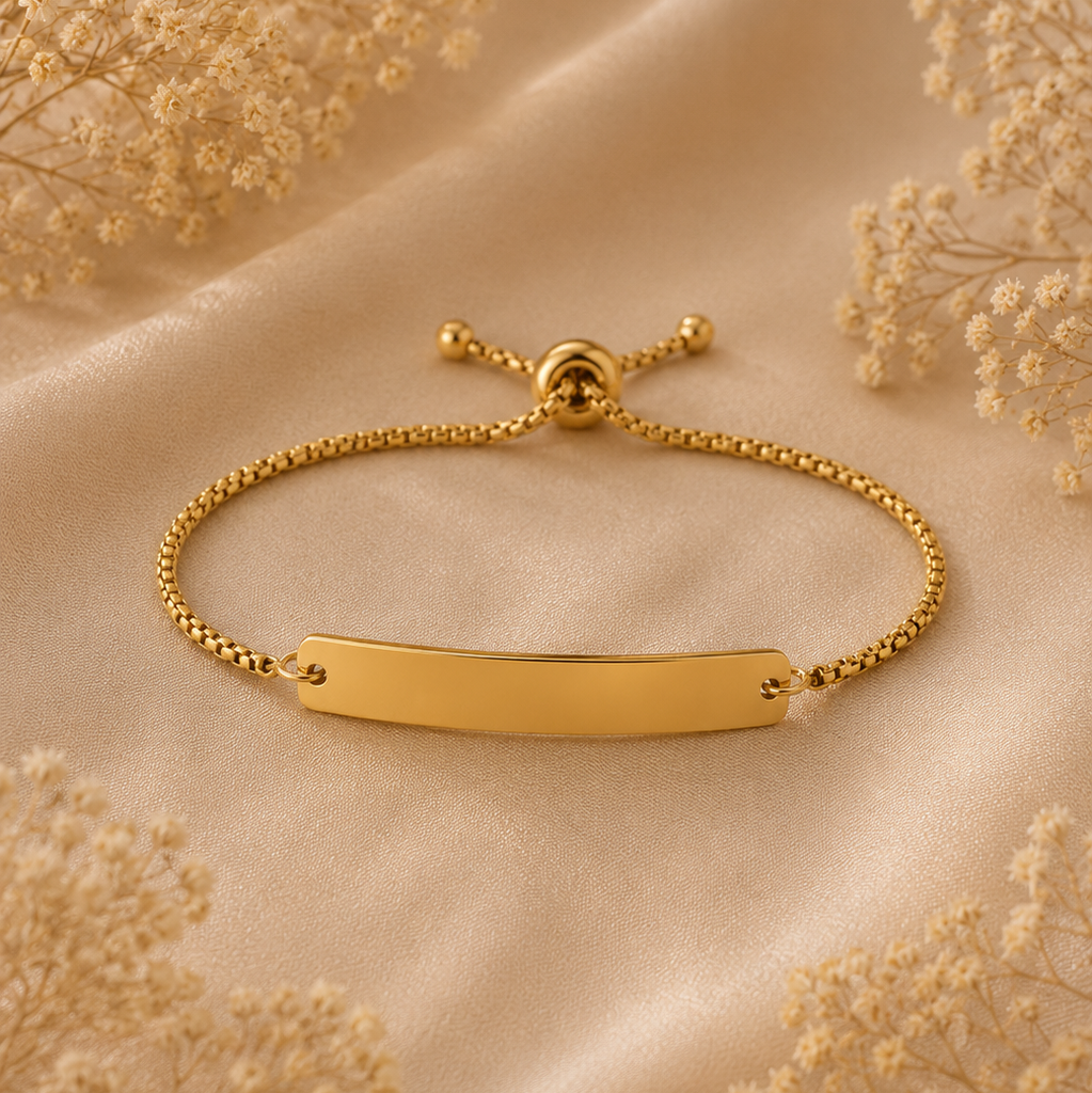 Bracelet chaîne vénitienne plaqué or 18K, fermoir coulissant ajustable