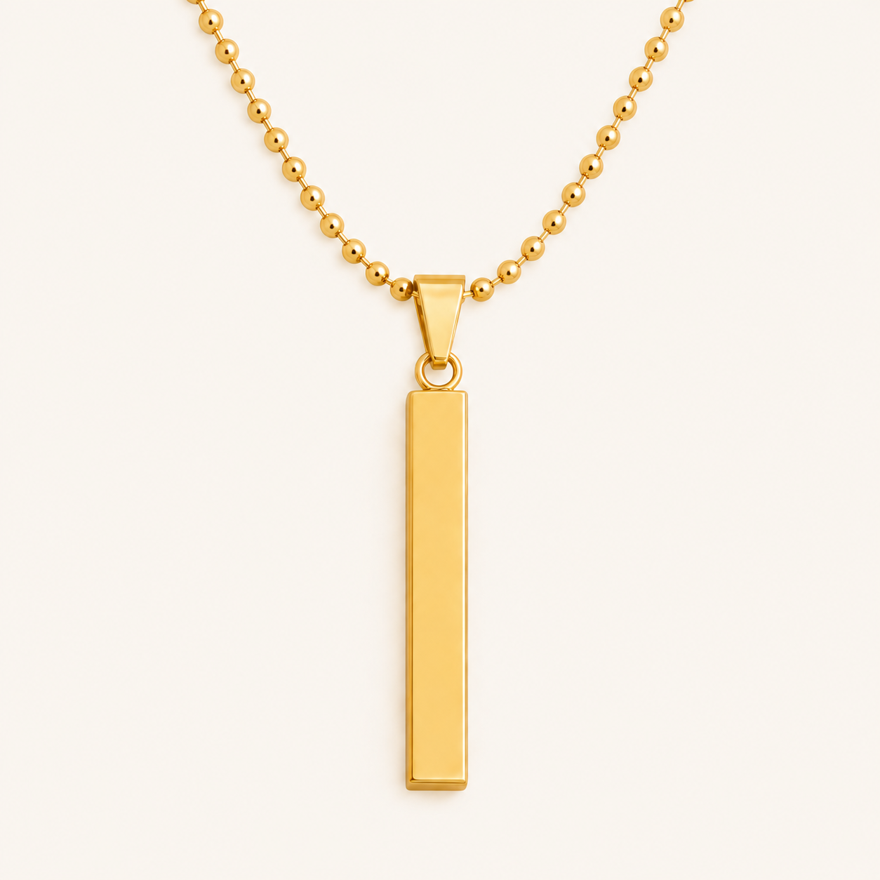 Collier pendentif barre minimaliste en acier inoxydable, gravable, porté au quotidien