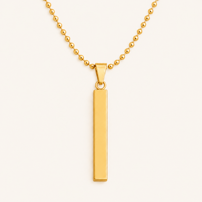 Collier pendentif barre minimaliste en acier inoxydable, gravable, porté au quotidien