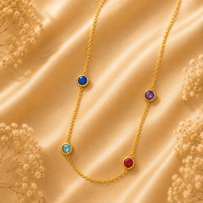 Collier pendentif strass colorés plaqué or, chaîne ajustable
