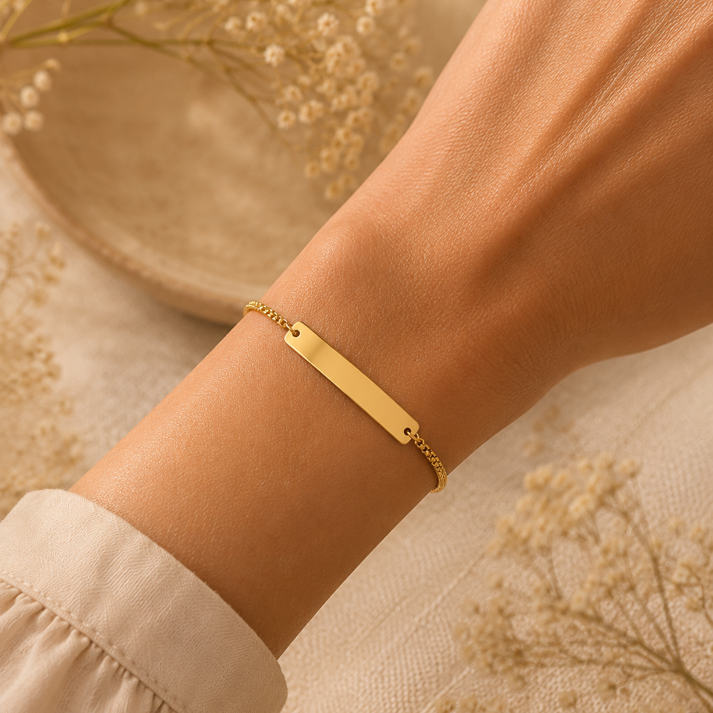 Bracelet chaîne vénitienne plaqué or 18K, fermoir coulissant ajustable